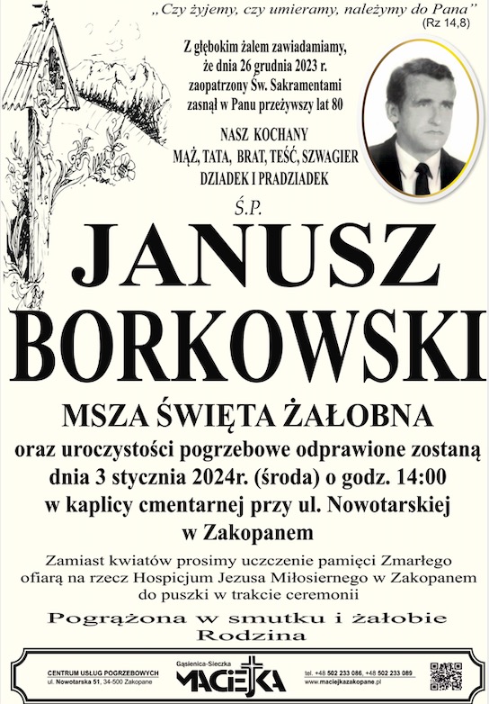 Janusz Borkowski Nekrologi Podhale24 Pl