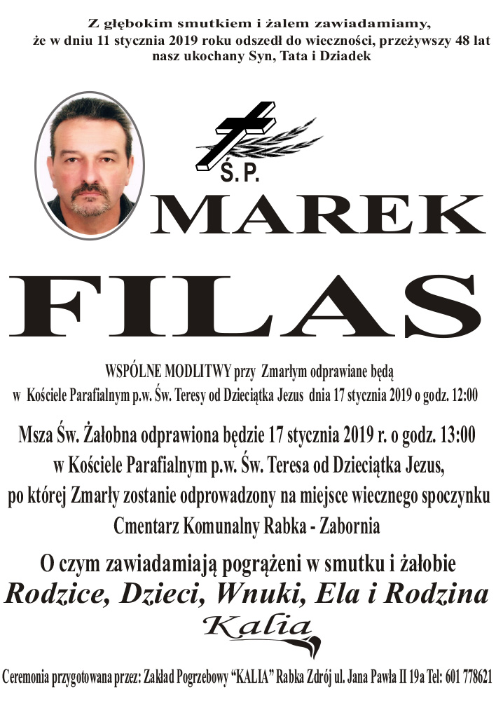 Marek Filas Nekrologi Podhale Pl