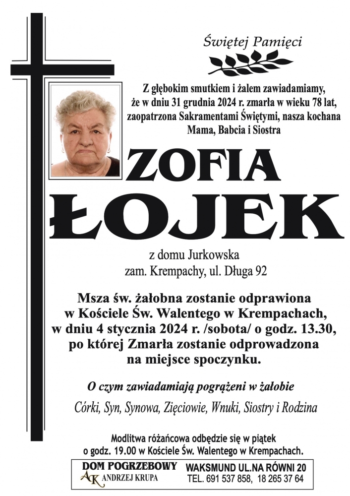 Zofia Ojek Nekrologi Podhale Pl