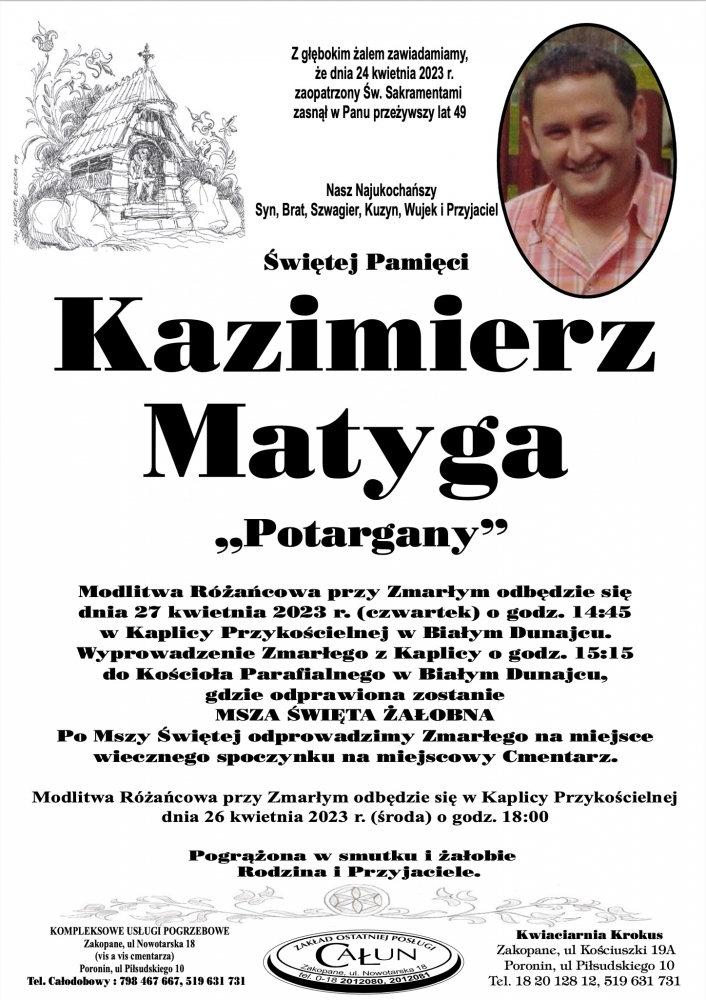 Kazimierz Matyga Nekrologi Podhale24 Pl