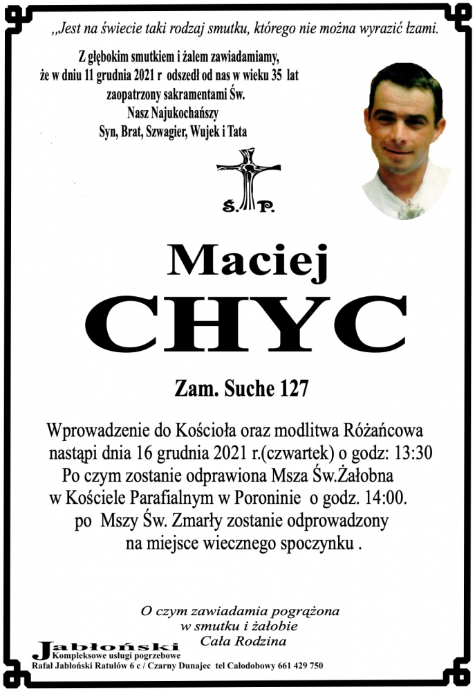 Maciej Chyc Nekrologi Podhale Pl