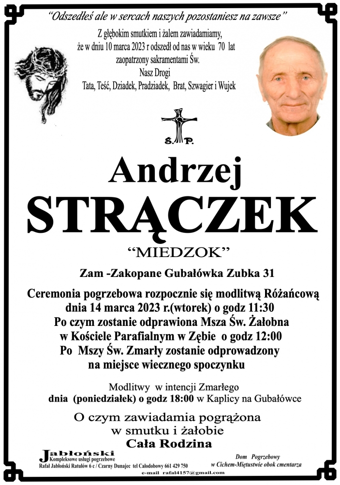 Andrzej Str Czek Nekrologi Podhale Pl