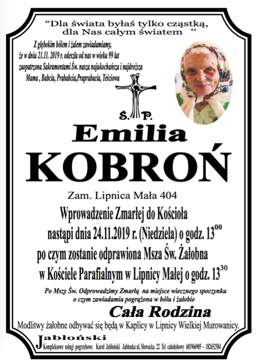 Emilia Kobro Nekrologi Podhale Pl