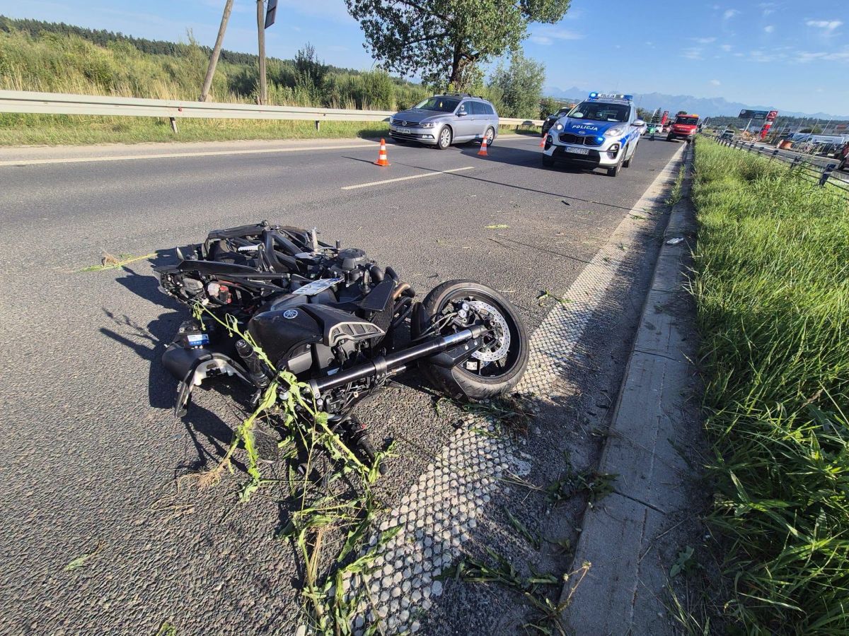 Wypadek motocyklowy w Nowym Targu