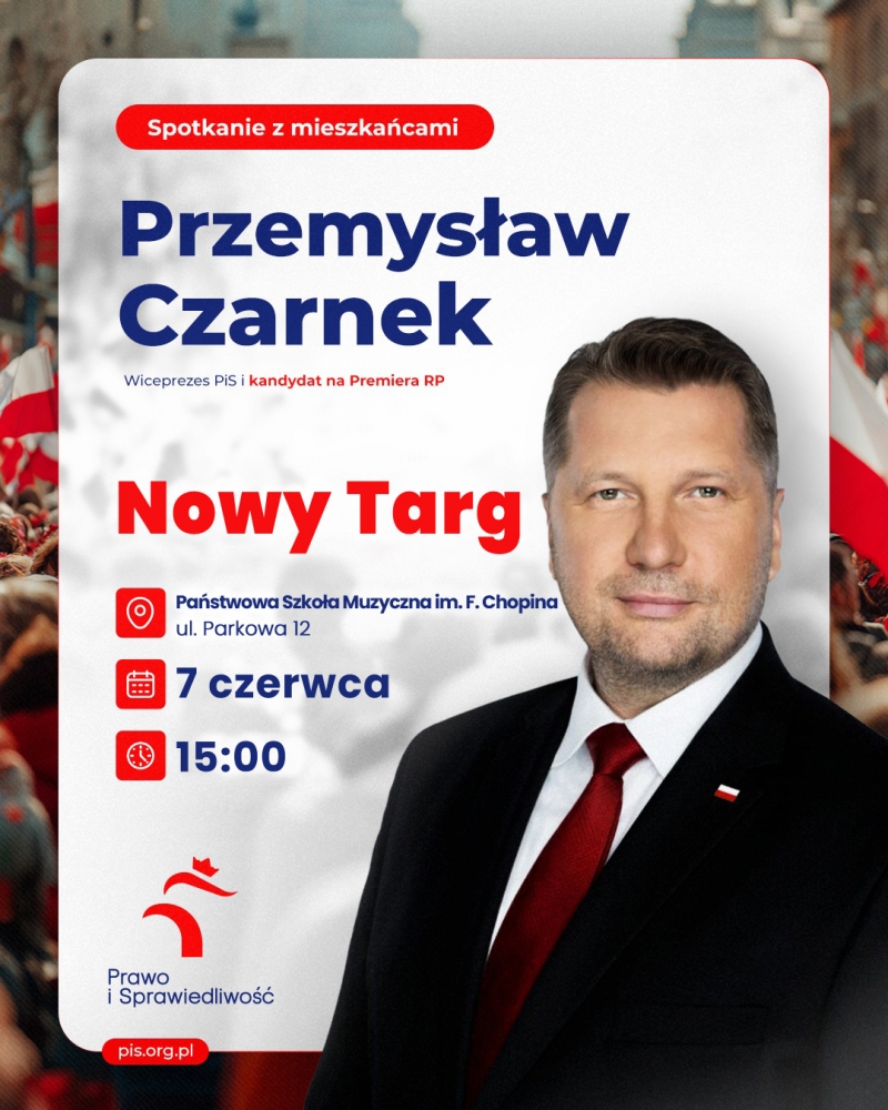 Przemysław Czarnek spotka się z mieszkańcami Nowego Targu
