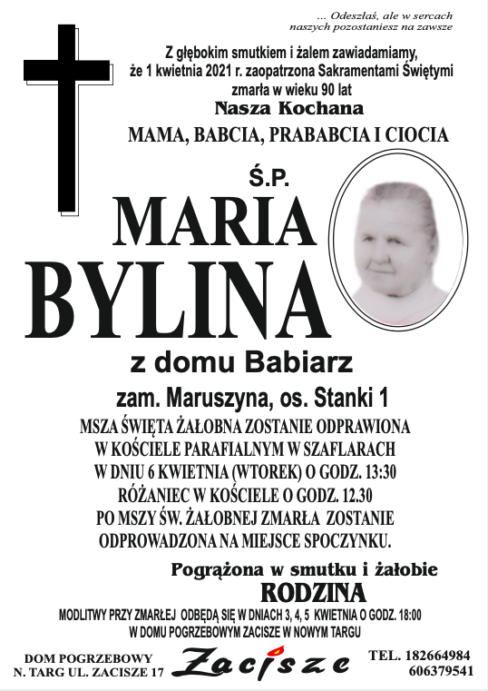 Maria Bylina - Nekrologi - podhale24.pl