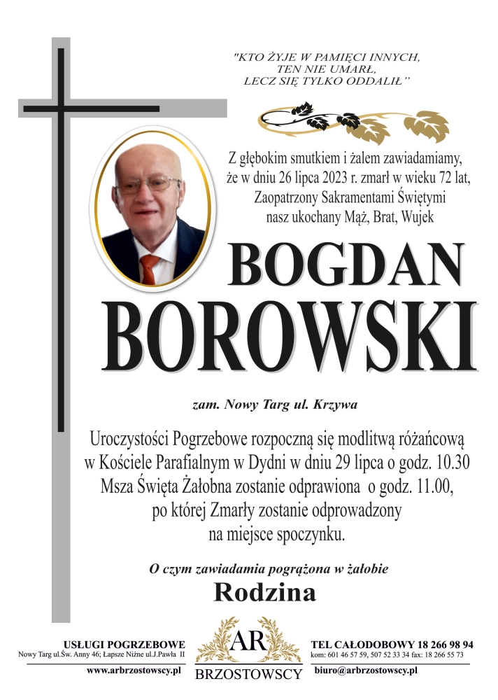 Bogdan Borowski - Nekrologi - Podhale24.pl